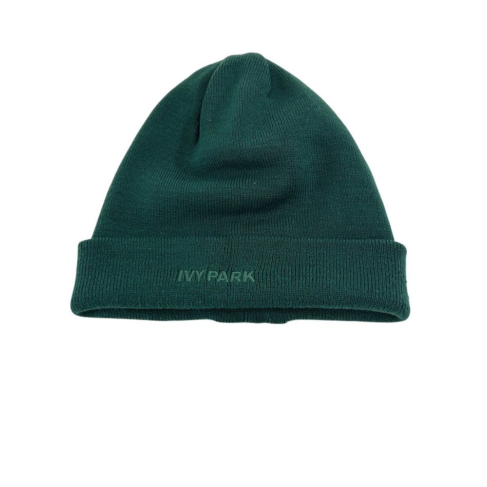 Adidas x Ivy Park Knitted Beanie Dark Green Logos Stretchy Cuffed OSFM Casual